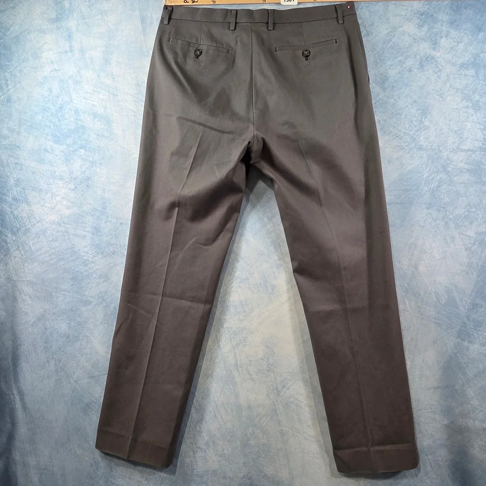Banana Republic Non-Iron Modern Slim Fit Pants Mens 33x32 Gray Micro Stripe Chin